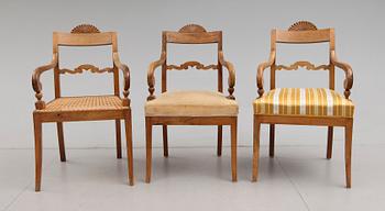 KARMSTOLAR, 3 st, Karl Johan,1800-talets mitt.