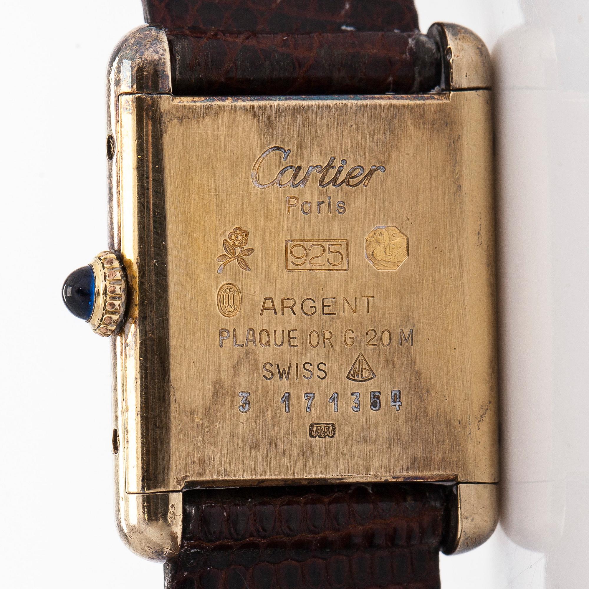 Cartier, must de Cartier, Tank, "Lemon Dial", rannekello, 20,5 x 20 (28) mm.