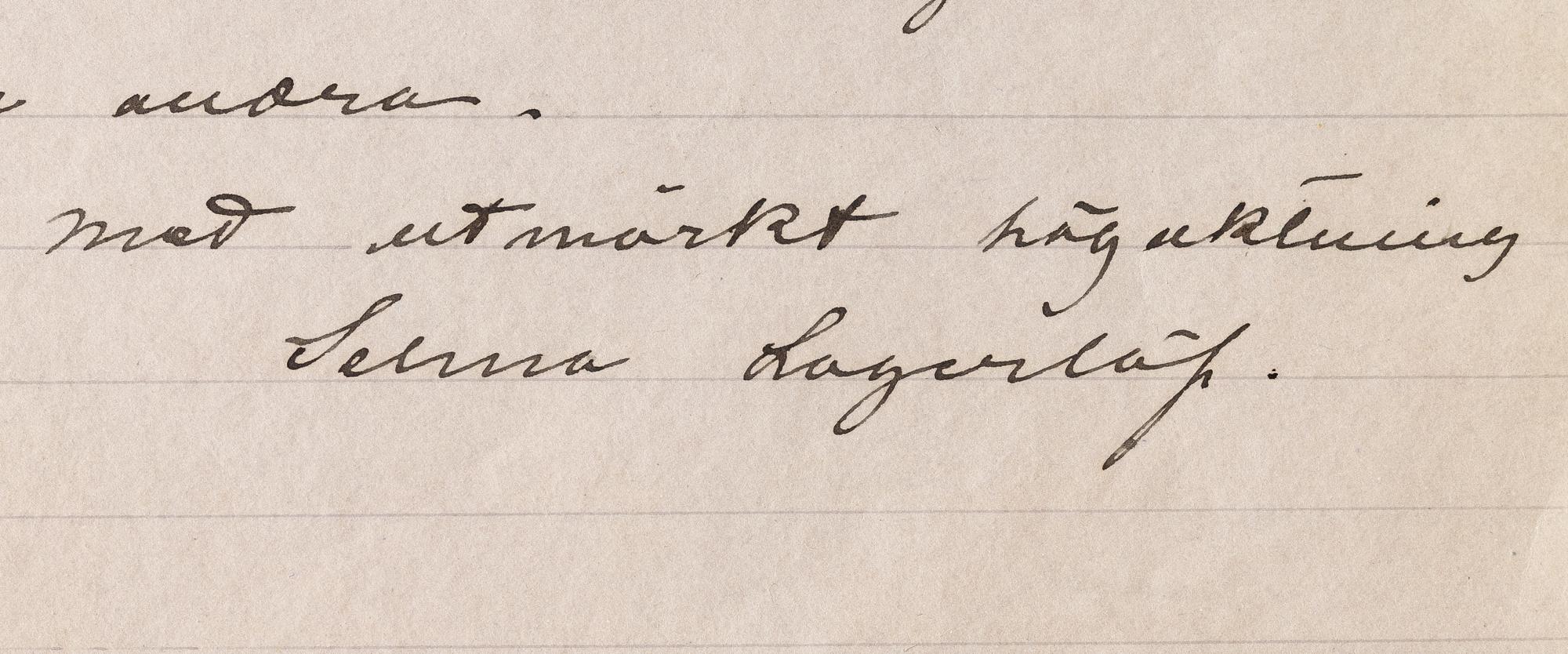Selma Lagerlöf, signerat brev, Mårbacka, Sunne, 22/11 1914.
