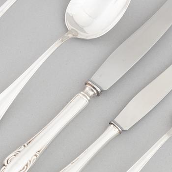 A Swedish Silver Cutlery, model "Haga", mark of Skandia, Stockholm 1942-48 (61 pieces).