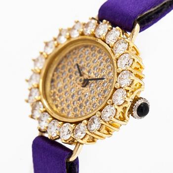 Wristwatch, 18K gold and brilliant and single cut diamonds, 21 x 25 mm.