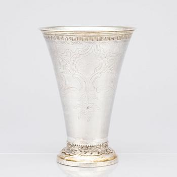 A Swedish 18th Century parcel-gilt silver beaker, mark of Erik Enander, Uppsala 1786.