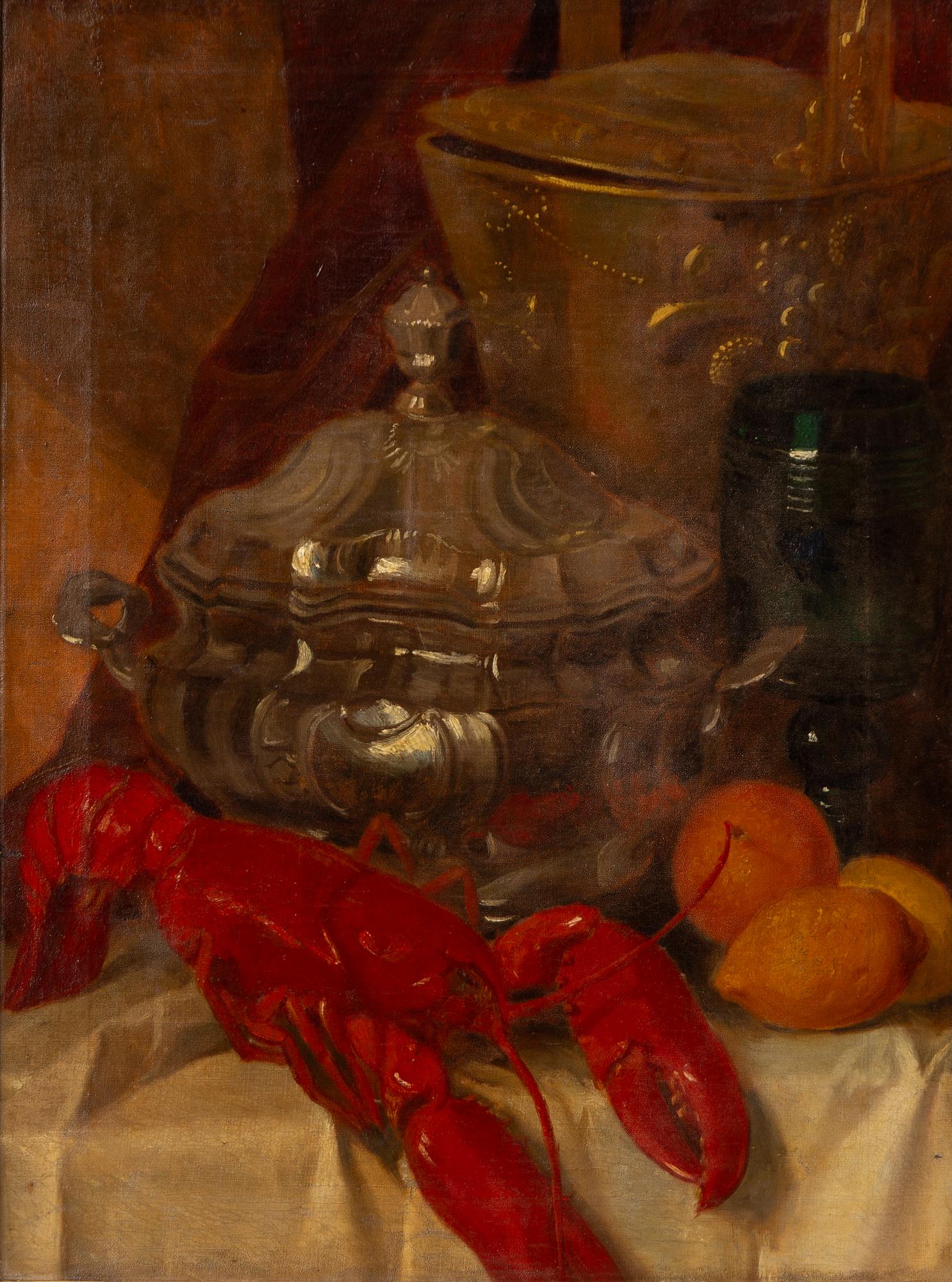 Unknown artist, 19th century, Still life with lobster.