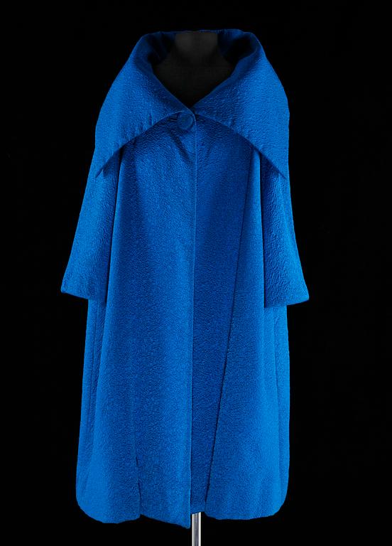 A bright blue silk coat by Lanvin.