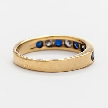Ring, 18K guld, diamanter och safirer.