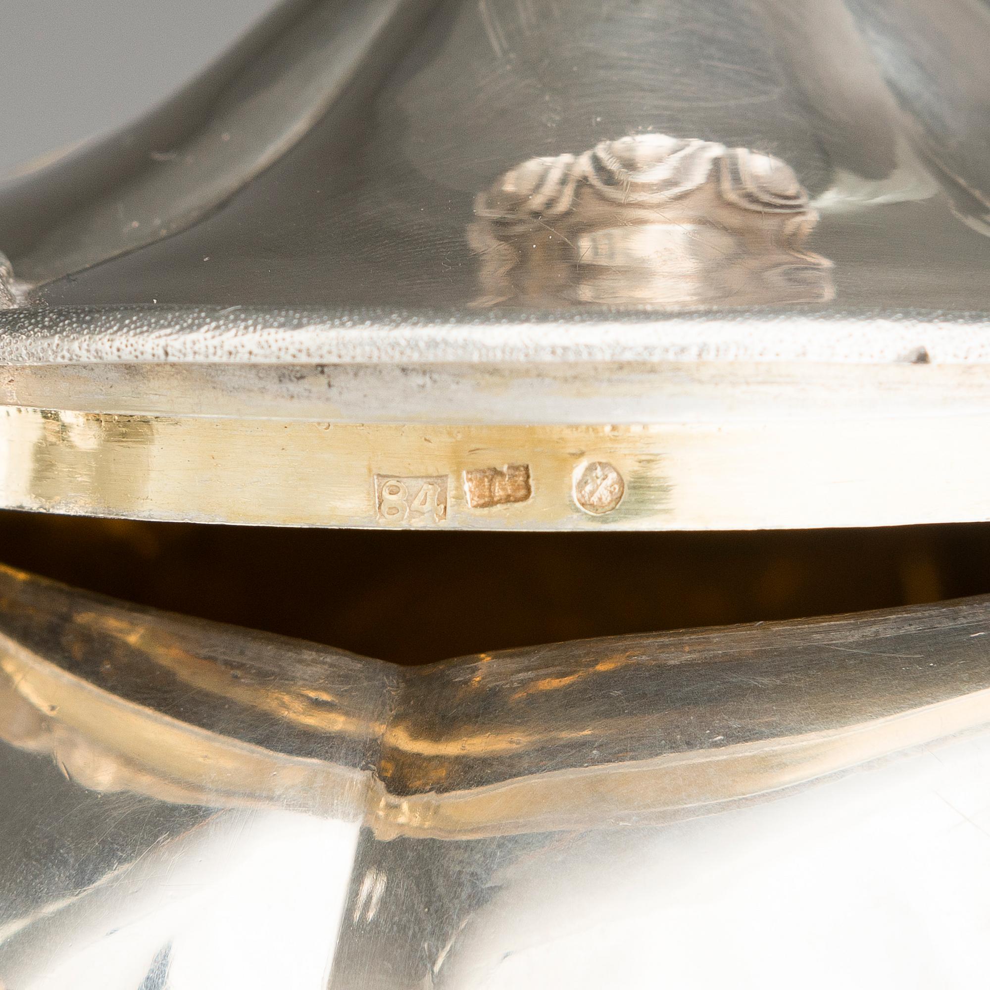 SAZIKOV, A 5-piece silver coffee and tea set, mark of the Sazikov Firm, Imperial Warrant, Saint Petersburg 1860.