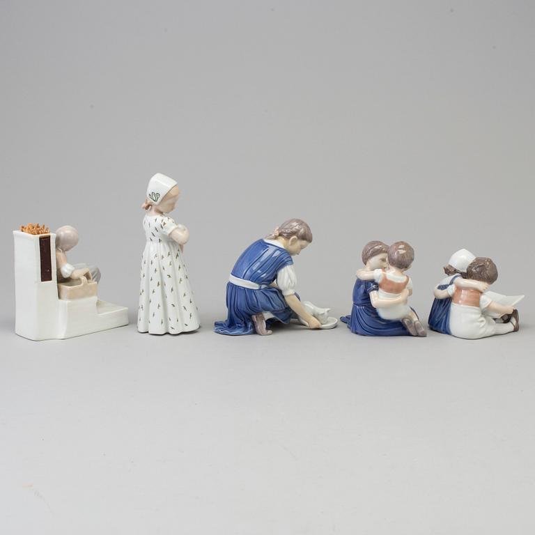 Five Royal Copenhagen porcelain figurines, Denmark, second half of the 20th century.