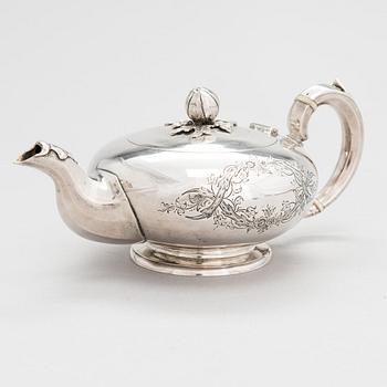 A silver teapot, maker's mark of Mathias Skytt, Saint Petersburg Russia 1865.