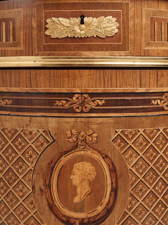 The "De Geer cabinets" a pair of demi-lune cabinets by Georg Haupt (master in Stockholm 1770-1784), Gustavian.