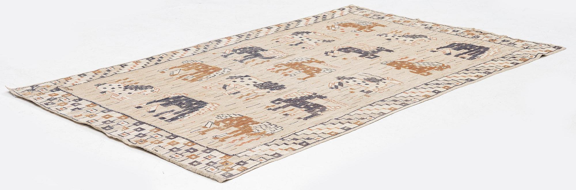 Märta Måås-Fjetterström, a drape "Vildhästen", flat weave, c 253 x 133 cm, signed MMF.