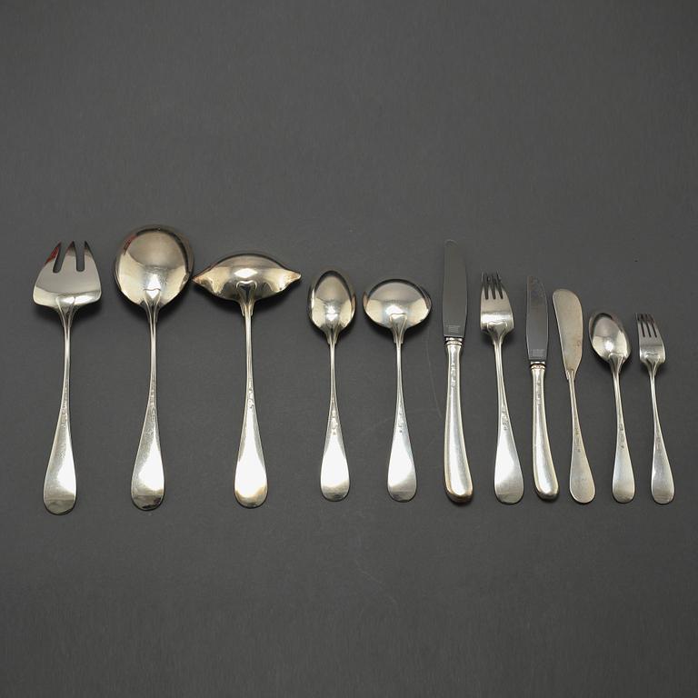 BESTICKSERVISDELAR, 74 st, silver, "Ida", Ole Hagen, A Michelsen, Danmark, 1900-talets andra hälft.