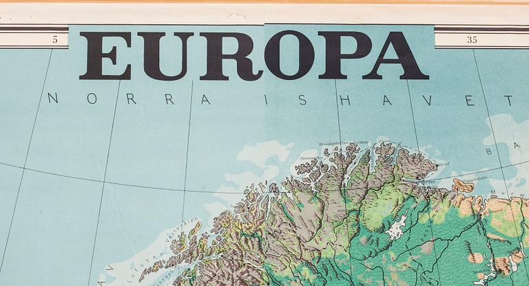 SKOLKARTA, "Europa". Generalstabens karta 1943.