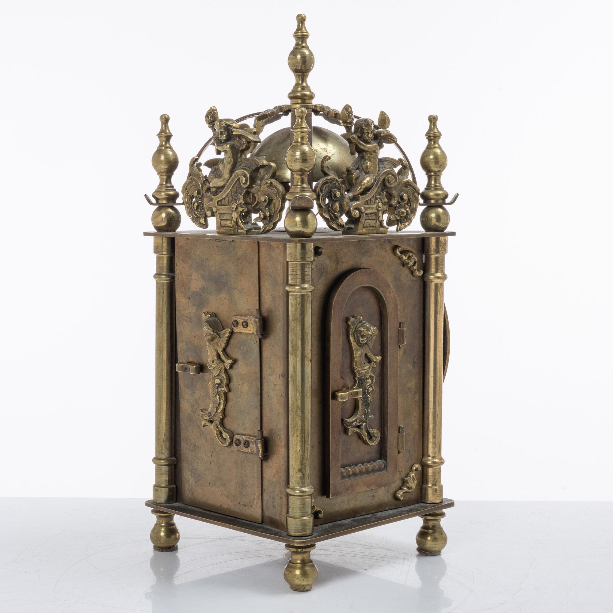 A Baroque style lantern clock, Daniel Møller, Denmark, 20th century.