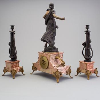 AUGUSTE MOREAU, table clock and chandeliers.