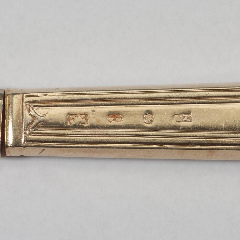 DESSERTBESTICK, 18 delar, 6+10, av Adolf Zethelius, Stockholm 1812.