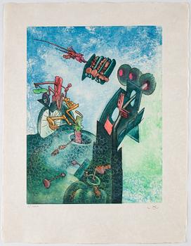 Roberto Matta, mapp med 10 akvatintetsningar, 1975, samtliga signerade med blyerts 25/100,