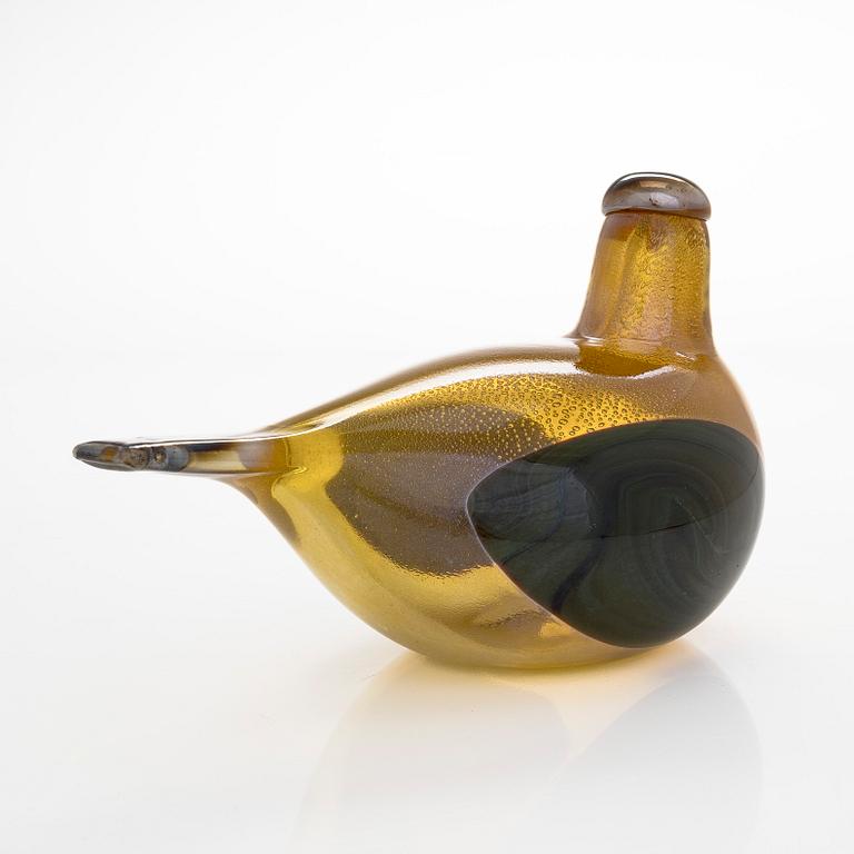 Oiva Toikka, lasilintu, "Kultakyyhky", signeerattu O. Toikka Nuutajärvi 2001.