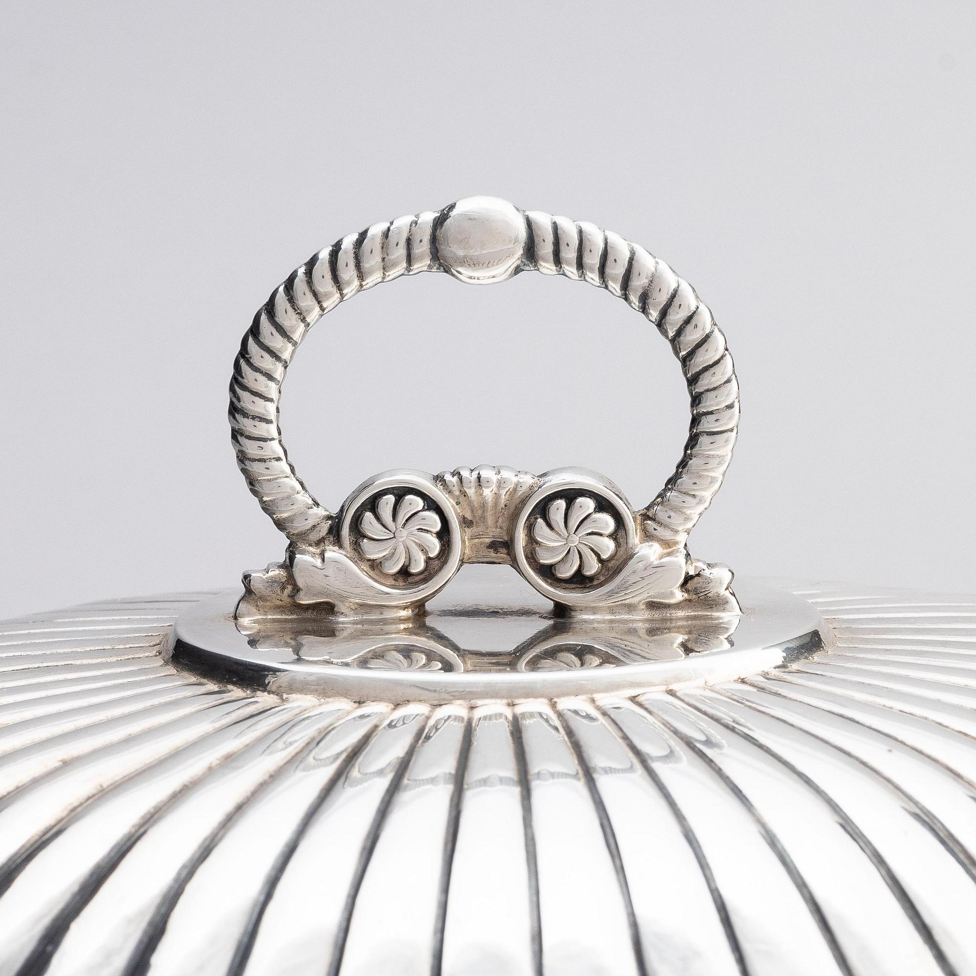 A Swedish 19th century silver sugar-casket, mark of Adolf Zethelius, Stockholm 1828.