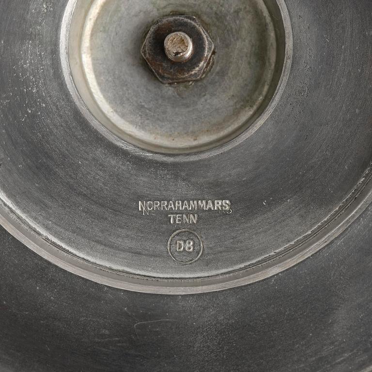 Erik Fleming, a pair of pewter candlesticks, Norrahammars Tenn, 1930.