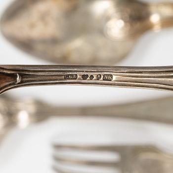 Cutlery, 30 pieces, silver, including Sweden, 19th century.