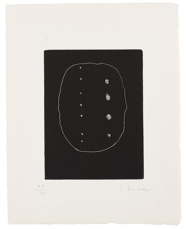 Lucio Fontana, Etsning ur "Dix eaux-fortes. L'Épée dans l'eau" (Alain Jouffroy).