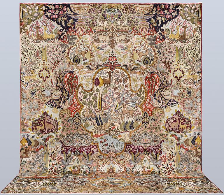 A Kashmar carpet, approx. 391 x 393 cm.