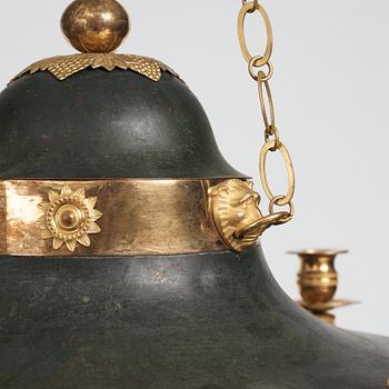 A Swedish Empire 19th century four-light hanging-lamp.