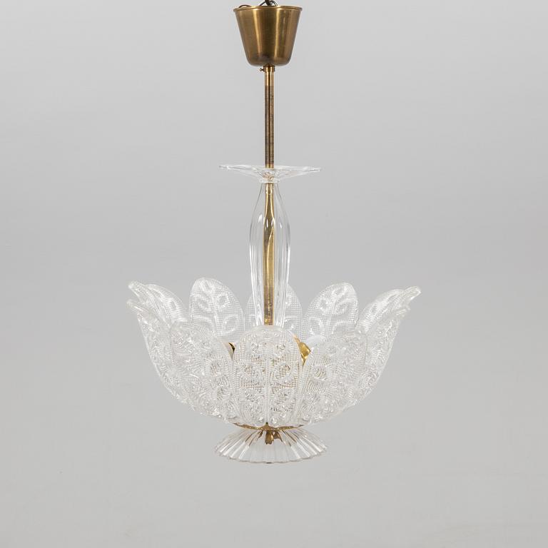 Fritz Kurz, ceiling lamp attributed to 1940s/50s Orrefors.