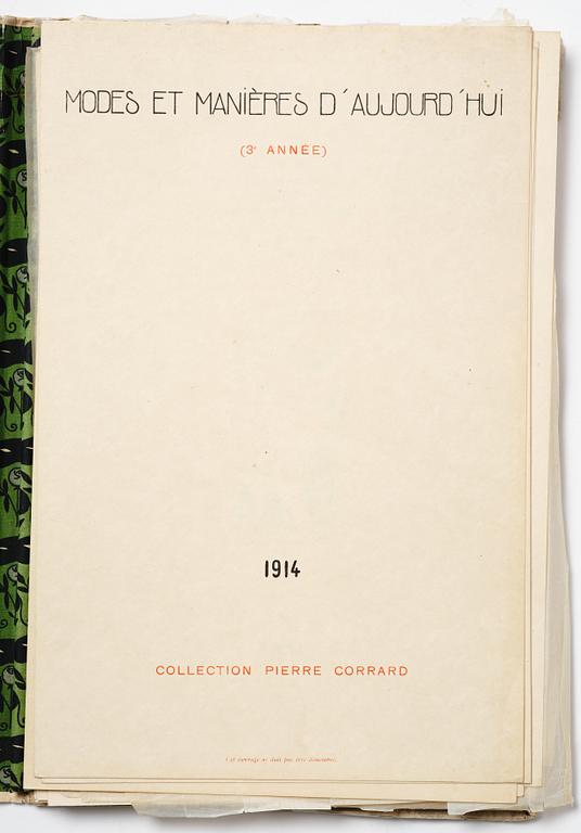 George Barbier, mapp med originalteckning och planscher, "Modes et Manières d'Aujourd'Hui (3e Année)", Frankrike, 1914.
