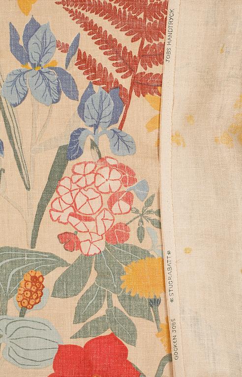 TYG, halvlinne, "Stugrabatt", Gocken Jobs, Jobs Handtryck, Leksand, ritat 1951.