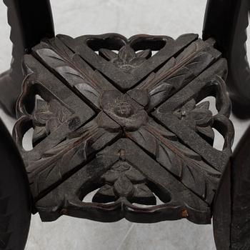 A Chinese wooden stand, with stone inlay, 20th century.
