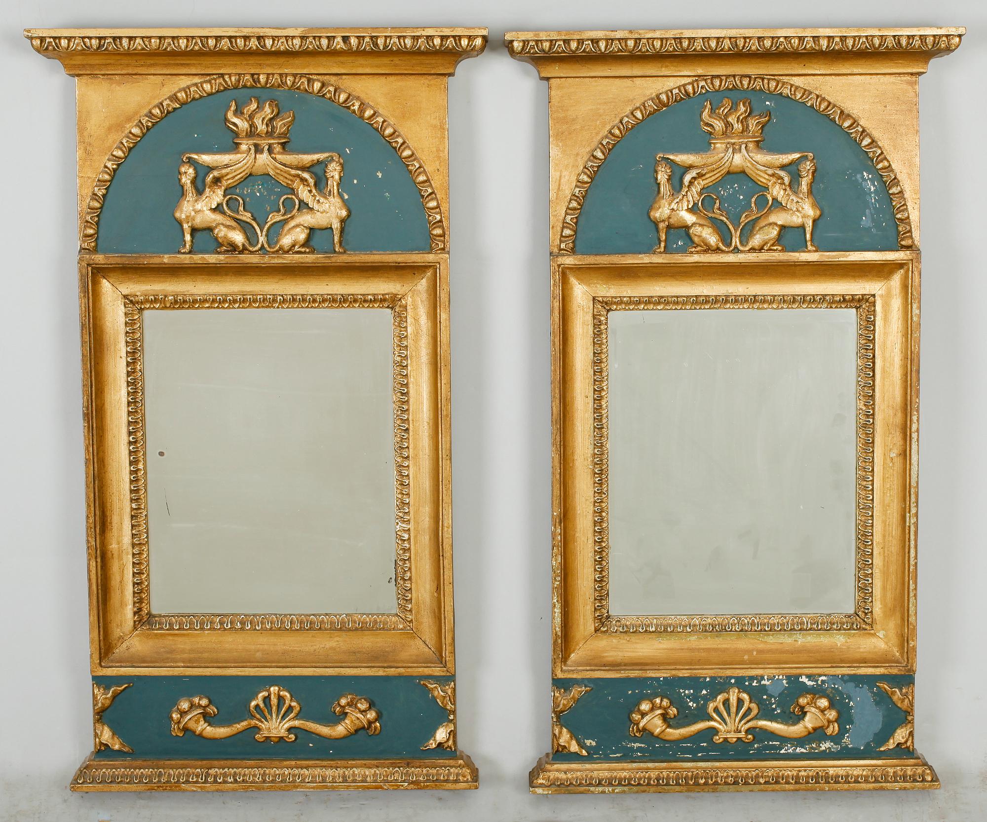 SPEGLAR, 1 par, Linköpings hallstämpel, empire, 1800-talets första hälft.