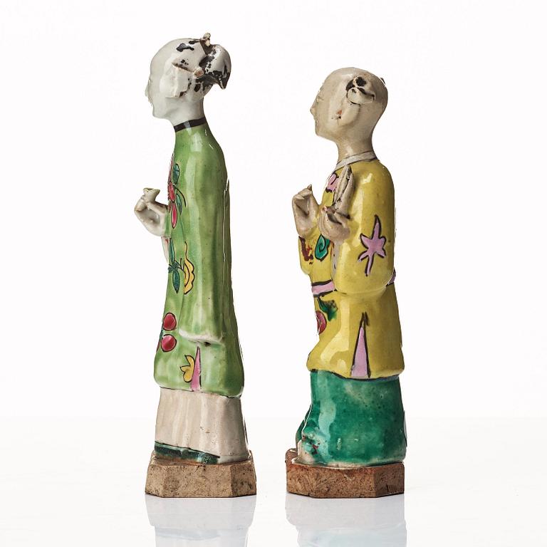 Figuriner, åtta stycken, porslin. Qingdynastin, 1800-tal.