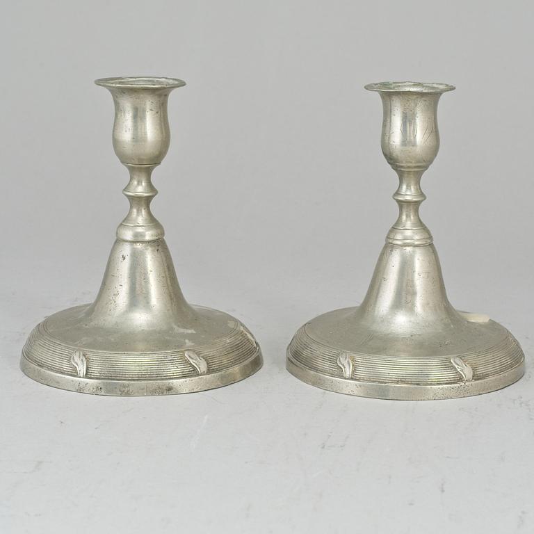 A pair of similar pewter candlesticks, Lars Lundwall, Jönköping, one 1779.