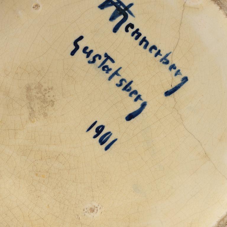 Gunnar Wennerberg, a rare creamware "sgraffito" floor vase, Gustafsberg, Sweden 1901.