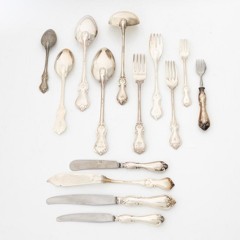 A 206-pieces Swedish silver cutlery set, model 'Olga', predominantly CG Hallberg, Stockholm, inclduing 1946.