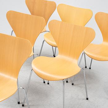 Arne Jacobsen, stolar, 6 st, "Sjuan", Fritz Hansen, Danmark, 1989-90.