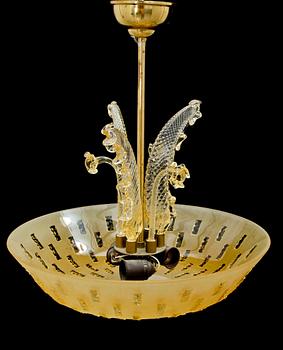 TAKLAMPA, glas, Orrefors, omkring 1900-talets mitt. Höjd ca 55 cm.