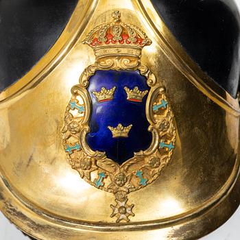Helmet, Swedish, m/1886 for a dragoon officer, in case.