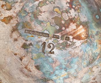 PARTI NYSILVER, 5 delar, mest AG Dufva, Stockholm sent 1800-tal till tidigt 1900-tal.