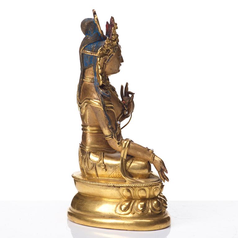 A gilt bronze figure of a White Tara, Tibetan-Chinese, 18th Century.