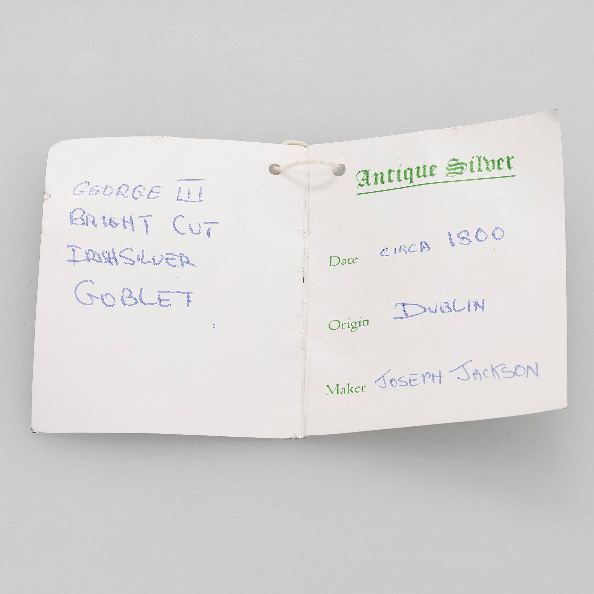 Robert Albin Cox, tuoppi, sterlinghopeaa, Lontoo 1754.