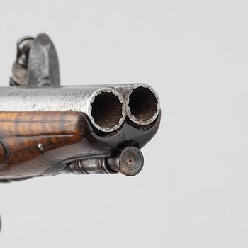 Flintlock pistol, double-barrel, possibly France, second half of the 18th century.