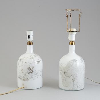 TABLE LAMPS, a pair, Holmegaard, signed with label. Second half of the 20th century.