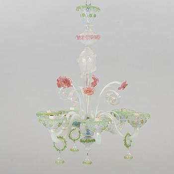 A GLASS CHANDELIER, 20th century.