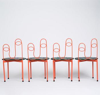 Fredrik Paulsen, Kristoffer Sundin and Simon Klenell, 4 chairs, made exclusively for the restaurant Omnipollo in Gothenburg Sweden, 2018.