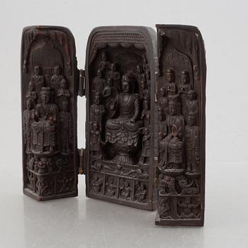 A Tang-style travel shrine, lacquered hardwod, China, early 20th century.