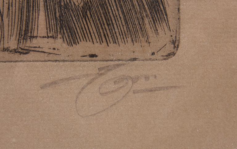 ANDERS ZORN, etsning. Sign.