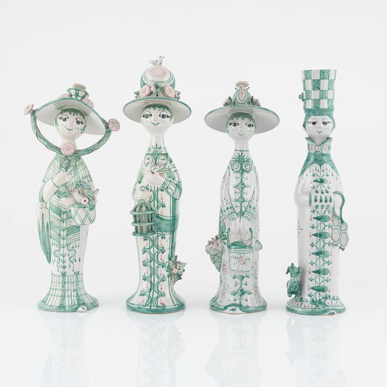 Björn Wiinblad, four earthenware figurines, 'The four seasons', Denmark, 1984-86.