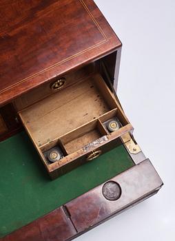 A Gustavian travel secretaire by Georg Haupt (master in Stockholm 1770-1784), signed.